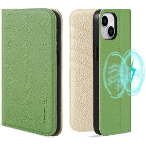 VISOUL iPhone15 Plus ケース 手帳型 本革 レザー MagSafe対応 スマホケース アイフォン15プラス 手帳型ケース カード収納 携帯ケース 全面保護 柔軟なTPU素材 マグネット式 スタンド機能 6.7インチ対