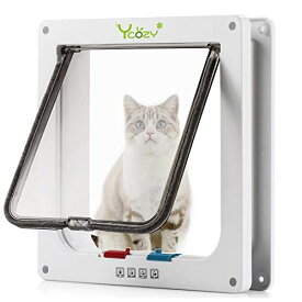 Ycozy ペットドア 外寸20×19cm 猫 出入り口 小型犬用 ドア 猫扉 4-way切替 ロック キャットドア 室内用 取り付け簡単 冷暖房対策