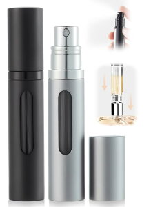 UULANFA アトマイザー 香 水【液体が見える・5ml・携帯用アトマイザー】詰め替え簡単 漏れない 持ち運び便利 コンパクトデザイン 香 水の容器 アルミ製 小分けボトル 旅行 デート 仕事 男女兼