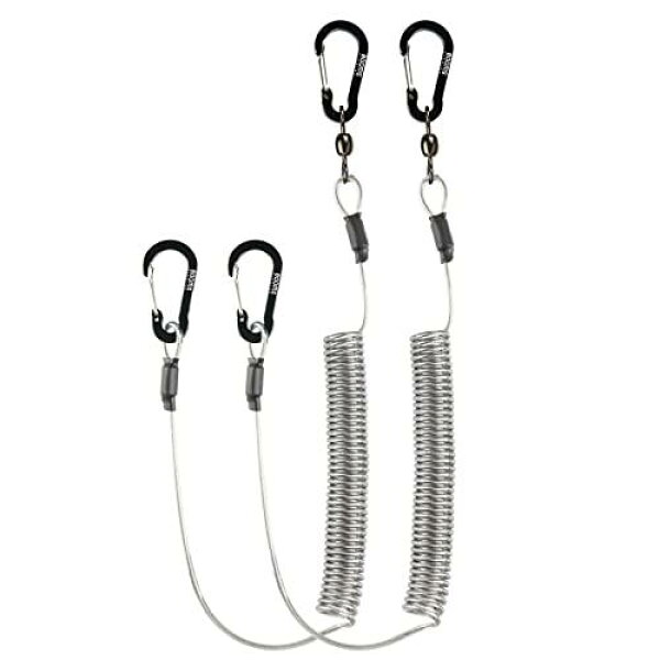 Booms Fishing T02 尻手ロープ 2mmワイヤー内蔵 スパイラルコード ブラック 2個セット
