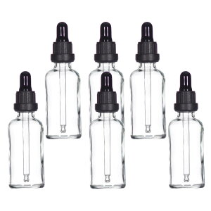 Yizhao遮光瓶スポイト50ml透明、アロマオイル保存容器 精油瓶 ガラススポイトボトル, 為に エッセンシャルオイル、精油小分け、マッサージ、フレグランス、アロマテラピー、実験室用-6本