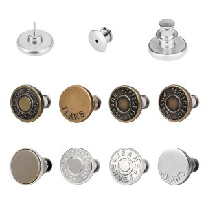 Anboli ジーンズにぴったりのボタンピン ジーンズ ボタンピン 調節可能な金属ボタン 金属ジーンズボタン デニムボタン 取り外し可能ボタン メタルジーンズボタン 取付簡単 縫製不要 ジャケ