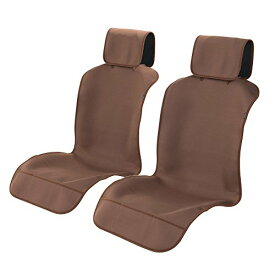 TanYooカーシートカバー 防水 車防水シートカバー 前席用 軽/普通車に適用 ずれにくい SBRボンディング シート保護 ブラウン フロント 2枚セット