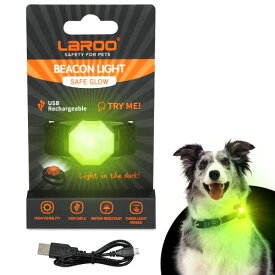 【送料無料】LaRoo 犬猫用 ペンダントライト LED 充電式 夜間 散歩用 犬の安全のために 首 輪 光る キラキラ 防水 調節可能 簡潔 軽い 超小型犬〜超大型犬に対応 ペット用品 (透明シェル-緑)