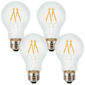 FWAYTECH ledフィラメント電球 e26 電球色 40w形相当 調光器対応 フィラメントLED 4W 485ルーメン 電球色2700K 全方向360度発光 エジソン電球 クリアタイプ 省エネ PSE認証済み 4個入り (電球色, E26口金(4