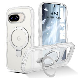 GUAGUA Google Pixel 9A �P�[�X �N���A �E�F�[�u �s�N�Z�� Magsafe�Ή� ���C�� ���X�[�d 360°��]�X�^���h 9a �\�t�g ���˂��� ������ �}�c�Ɗ� �l�C �؍� �ϏՌ� ���y�� ���^ ������� ���΂݂Ȃ� �A�N