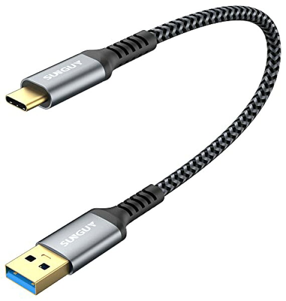 SUNGUY USB Type C ケーブル 0.3M USB3.1 Gen2 10Gbps データ転送 タイプ c 高速充電 USB-A to USB-C 短い 30cm 金メッキコネクタ Android Auto対応 ナイロン編み 高耐久性 galaxy s22 ultra / iPad Pro / ipad air 第4/5世代 / MacBook Air / MacBook Proその他USB-C機器対