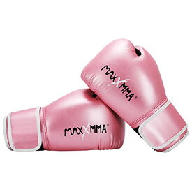 【送料無料】MaxxMMA ボクシンググローブ パンチンググローブ 通気性 キックボクシング 総合 格闘技 パンチンググローブ サンドバッグ MMA トレーニンググローブ (10oz, ピンクゴールド)