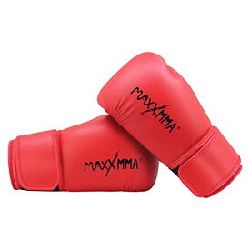 【送料無料】MaxxMMA ボクシンググローブ パンチンググローブ 通気性 キックボクシング 総合 格闘技 パンチンググローブ サンドバッグ MMA トレーニンググローブ (10oz, レッド)