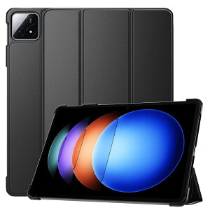 MoKo Xiaomi Pad 6s Pro 12.4 �P�[�X �V���I�~�p�b�h 6s Pro 12.4�C���` 2024 �p�ی�P�[�X �蒠�^�ی�J�o�[ �X�^���h�P�[�X �I�[�g�X���[�v�Ή� PC+PU�� �y�� ����h�~/�ϏՌ� Black