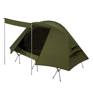 DesertFoxテント コット テント 1人用 ソロテント 4000mm耐水圧 前室あり キャンプテント コンパクト軽量 テントコット用 3 WAY タイプ 撥水加工素材 自立式 二重層構造 4シーズン 簡単設営 UVカッ