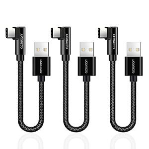 aceyoon USB Type C P[u L 20cm 3{Zbg ^CvC P[u }[d ő2.4A f[^` 90xp݌v iC҂ USB-A to USB-C Cable For Galaxy S22/S21/S20/S10E/S10/Xperia XZ2/XZ3/Nintendo Switch/GoPro Her