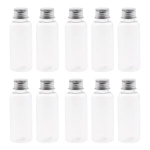 Coollooda 小瓶 ミニボトル 小物入れ 保存容器 小分け 50ml 10個セット スパイスボトル 調味料ボトル ガラスボトル PETプラスチック製 丸薬、小物、液体などの保管,party、喫茶店、結婚式