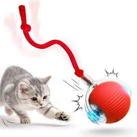 猫 おもちゃ 自動猫ボールおもちゃ 動く猫ボールおもちゃ 自動 360 度回転ローリング ボール USB 充電付き Type-C充電コネクタ 猫用長い尾付き電動自動おもちゃ 猫の運動不足解消 本能を刺激します