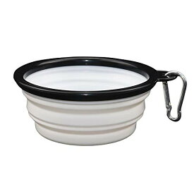 【送料無料】THAIN 犬 水飲み 携帯用 散歩用 折りたたみ式 ペット給水器 シリコン製 (350ML, ホワイト)