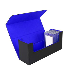 【送料無料】Venssu マグネットローダー 用 ケース カードローダー 用 ボックス デッキケース カードローダー 36枚 カードケース ローダー 保管 トレカケース PU レザー (黒（内装青）)