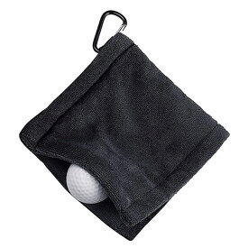 【送料無料】【AAGWW】ゴルフ掃除タオル 両面携帯 ゴルフアクセサリー クラブ拭き毛布 ゴルフクリーナー 極細繊維 マウンテンバックル付き(色:黒い、数:1個)