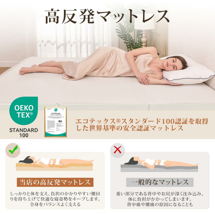 楽天市場】マットレス 3つ折り セミダブル YOUZI 厚さ10cm 高反発三 