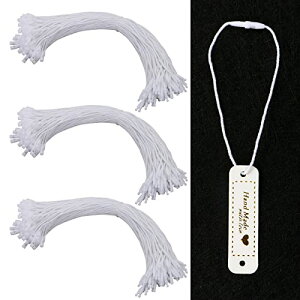 【送料無料】YOVOY タグ紐 棉 タグファスナー ブランドタグ つづりひも 棉 タグ糸 糸ループ?業務用タグ紐 ループロック ロック式 店舗?洋服 衣類 値札 300本セット (ホワイト)
