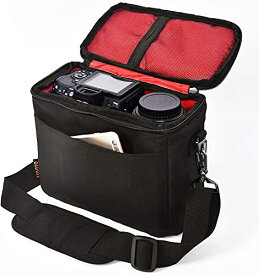 FOSOTO 一眼レフカメラバッグ カメラケース カメラ収納用ショルダーケース Nikon D3500 D5600 D7500 D610 Canon EOS 4000D 2000D SL3 T7 M50 M6 SX530 Fujifilm X-T20などに対応機種 防水ナイロン製 レインカバー付き おしゃれ日常カバン カメラ収納バッグ （ブラック）
