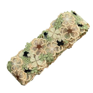 ZeniMart 刺繍 レース リボン 刺繍リボン 花柄 レースリボン レース裁縫 装飾 服装素材 手芸 長さ1.8m ハンドメイド資材 装飾 レース生地 カーテン レース 可愛い 誕生日 クリスマス ギフト (A)