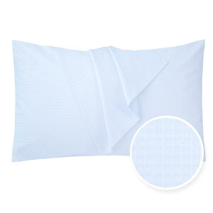 YUNZHOU 綿枕カバー 43×63cm 高級綿100% 封筒式 ピローケース 洗える オールシーズン まくらカバー 抗菌防臭 通気 立体的な凹凸感 枕カバー 敏感肌に優しい 1枚(ライトブルー)