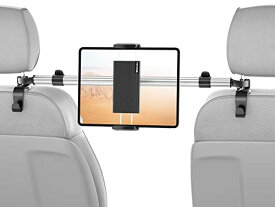 【送料無料】TRYONE タブレットホルダー 車載ホルダー ヘッドレスト ホルダー 後部座席用 伸縮アーム 長さ調整 タブレットスマホ両用車載ホルダー360°回転可能 防振機能アルミニウム 可ヘッドレストマウント 4.7-12.9インチ対応 収納フック2個付