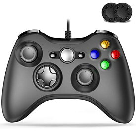 【送料無料】Elnicec Xbox 360 コントローラー 有線【2023新改良】USB ゲームパッド 有線ゲームパッド 二重振動 人体工学 高耐久ボタン ジョイスティックをアップグレード Microsoft Xbox 360/Xbox 360 Slim/PC/Windows7/ 8/10対応 アシストキャップ 2枚付き