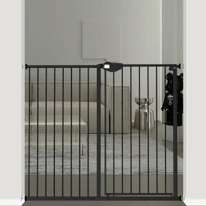 Seogva ベビーゲート 三重ロック 高さ92cm 拡張フレーム ベビーゲート つっぱり 扉付き ペットゲート バリアフリー ゲート ピーナッツロック ブラック 赤ちゃん ゲート 突っ張り式 階段上 (設