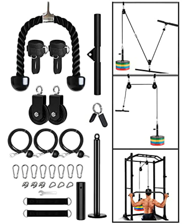リフトプーリーケーブルシステム｜トレーニングマシンのレンタルとリースはジムクラウド（GYM CLOUD） 27個 フィットネスプーリーシステム ジム LAT プルダウンアタッチメント スクワットラック デュアルケーブルマシン 上腕二頭筋カ