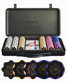 SLOWPLAY Nash クレイポーカーチップセット 14g テキサスホールデム 300枚 [チップバリュー表記あり] と耐久性に ポリカーボネート製ケース ポーカープレイヤーへのギフト