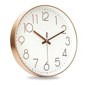 Nbdeal 掛け時計 電波時計 静音 連続秒針 おしゃれ 壁掛け 時計 立体文字 北欧 直径30cm 自動受信 静か(ピンクゴールド)