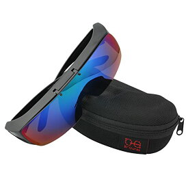 Br'Guras オーバーグラス 偏光サングラス メガネをかけたまま対応のサングラス 跳ね上げ式 UV400 紫外線カット サイクリング、釣り、ランニング、野球 格好いいサングラス！ (ブルーミラー)