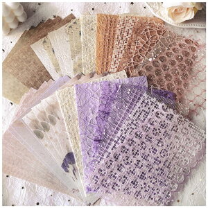 Arpaper コラージュ 素材 デザインペーパー シール ステッカー 詰め合わせ 女の子 メッシュ生地 素材紙 紙もの 背景紙 レース ペーパー シール ヴィンテージ 韓国 おしゃれ かわいい 手帳 スマ