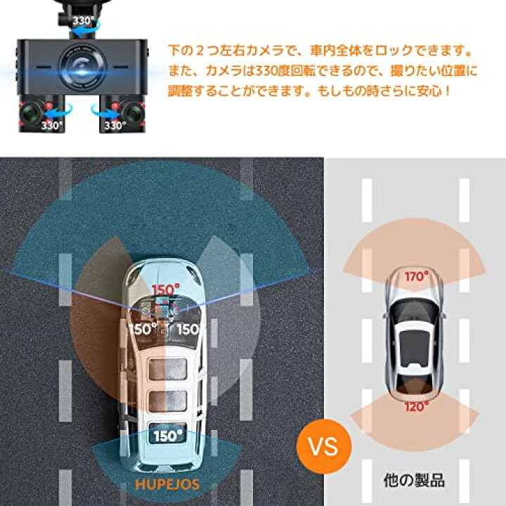 楽天市場】HUPEJOS V7 ドライブレコーダー 360度 4カメラで全方位保護  