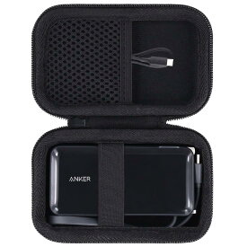 【Khanka 収納ケース】対応 A nker Power Bank (10000mAh, Fusion, Built-In USB-C ケーブル) (10000mAh 30W出力モバイル バッテリー搭載 30W出力USB充電器),ブラック（ケースのみ）