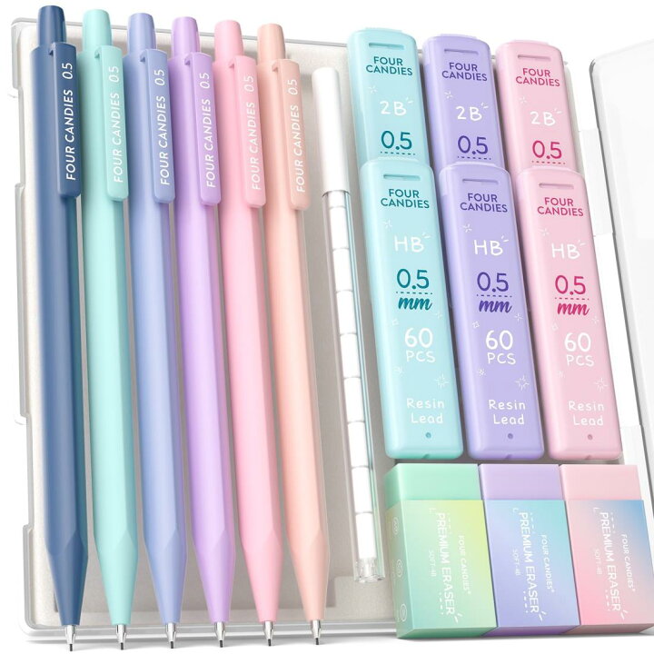 楽天市場】Four Candies パステルシャープペンシル 6本 セット 0.5mm 