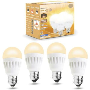 aurogeek LED電球 E17口金 調光器対応 2700K 電球色 780lm 60W形相当 ミニクリプトン 電球 玄関 廊下照明用 密閉器具対応 4個セット