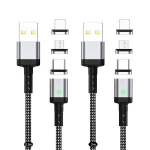 SUNTAIHO USB[dP[u }Olbg 3A}[dUSBCP[uy2{Zbg/6C[qzf[^]ɂΉ}OlbgUSB[dR[h USB Type-CAMicroUSBAUSB Type-L  ho E USB Magne
