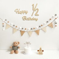 Hanakaze 1/2歳 ハーフバースデー 誕生日 飾り付け フェルト生地 誕生日 飾り セット シンプル おしゃれ …