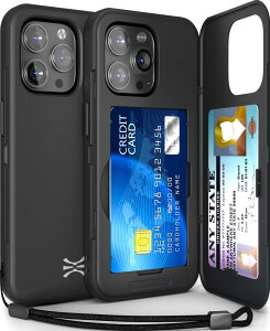 TORU CX SLIM iPhone14Pro �P�[�X | �B�ꂽ �蒠�^ ���[�w�� 3�� �J�[�h | 2�d�\�� �ϏՌ� IC �J�[�h �|�P�b�g �p�X�X���� �P�[�X (�X�g���b�v, �~���[ �܂�) - �u���b�N