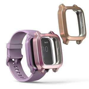 kwmobile 2x �P�[�X Garmin Venu Sq Music/Sq�Ή� �J�o�[ - �t���J�o�[ �V���R�� �ϏՌ� �S�̕ی� �A���e�B�[�N�s���N/�s���N�S�[���h