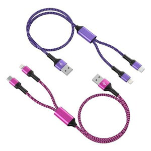 2C1 [dP[u Lightning&USB-C P[u u2{g/1.2Mv ő5.4A}[d 2 }`P[u Haoano 2in1 [dR[h Type-C USBP[u 2䓯d\ iPhone 15/15Pro Max/14/13/12/SE/iPad Air/Mini/Galaxy S24
