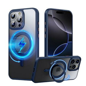 PRODELI �P�[�X For iPhone 16 Pro ��p �J�o�[ 360°��]�X�^���h MagSafe�Ή� �ČRMIL�K�i �ϏՌ� �w��h�~ ���C�� ���X�[�d�Ή� �����h�~ �����Y�ی� �C�菝�h�~ �}�b�g�� �����O �}�O�l�b�g���� �X�}