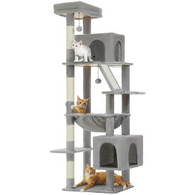 PAWZ Road キャットタワー スリム 大型猫用 多頭飼い 猫タワー 据え置き型 コンパクト 省スペース ハンモック 爪研ぎ 人気 おしゃれ シンプル 階段 麻紐 交換 猫ベッド 猫ハウス 猫のおもちゃ 隠れ家 安定 転倒防止ベルト付き 展望台 猫ベッドカバー取り外し可能 運動不足解