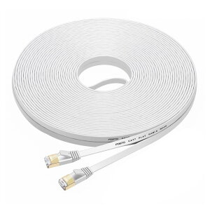 FOSTO Cat7 LAN�P�[�u�� 40m �J�e�S���[7 �C�[�T�l�b�g�P�[�u�� �E���g���t���b�g�P�[�u�� ���� STP �����b �ܐ܂�h�~ RJ45�R�l�N�^�t�� �M�K�r�b�g 10Gbps/600MHz �Ɩ��p ���O�p(�z���C�g)