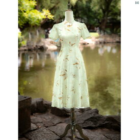 ドレス　チャイナドレス　オシャレ　綺麗　上品　コーデ　大歳　コスプレ チャイナ ドレス レディース 中華風 夏 エレガント 日常 ベージュ ラミー