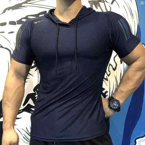 メンズ コーデ トレーニング マッスル フィットネスウェア メンズ パーカー 半袖 スポーツ Tシャツ 伸縮性 速乾 通気性 ランニング トレーニング タイツ ブラザー