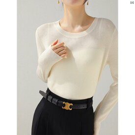 レディース　ファッション　レディース　オシャレ　コーデ　春　秋　夏 干支 レッド ロー ラウンドネック ニット 長袖 レディース 秋冬 スリムフィット 薄手 ピット ストリップ 薄手新 セーター