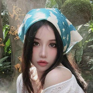 レディース ファッション コーデ 春 夏 秋 ファッション小物 Youxi 島 夏 屋外 乗馬 日焼け防止 砂漠 レトロ ブルー スカーフ レディースファッション コットン 正方形